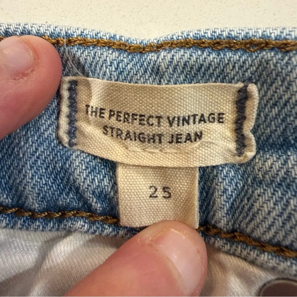 Madewell The Perfect Vintage Straight Denim Jeans Women’s 25 Danny Wash Knee Rip - Picture 12 of 13